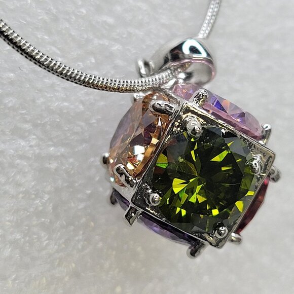 Mini Hexagon Crystal Pendant Necklace - Picture 10 of 16